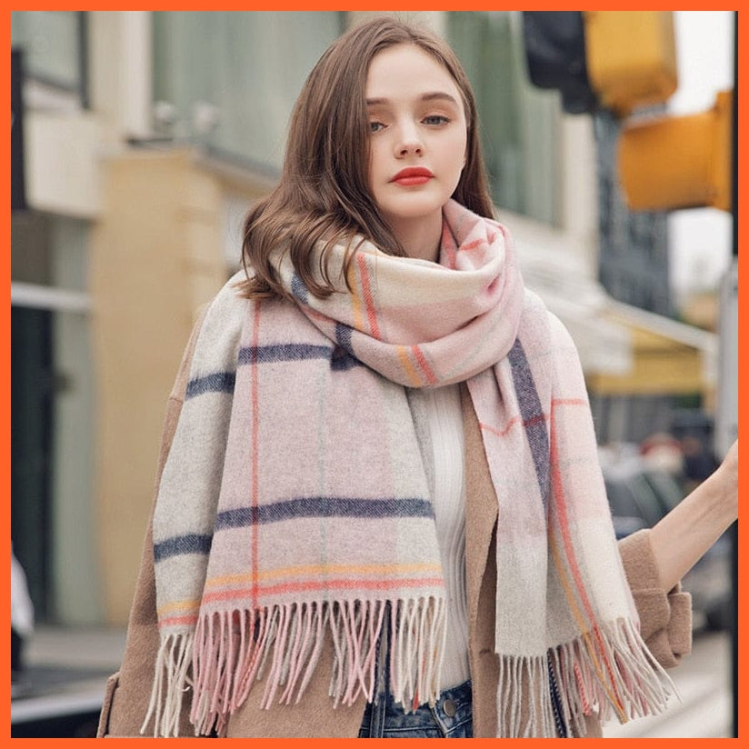 whatagift.com.au Women's Scarf Color 9 / 180x70cm Women's Thick Warm Cashmere Shawls | Plaid Pashmina winter Wool Scarves