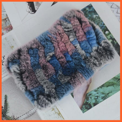 whatagift.com.au Women's Scarf colorful 9 Women Handmade 100% Real Rex Fur Knitted Scarf | Genuine Fur Ring Scarves