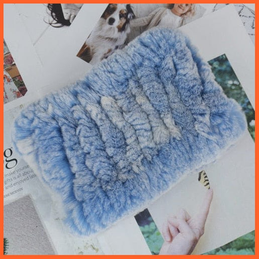 whatagift.com.au Women's Scarf frost blue Women Handmade 100% Real Rex Fur Knitted Scarf | Genuine Fur Ring Scarves