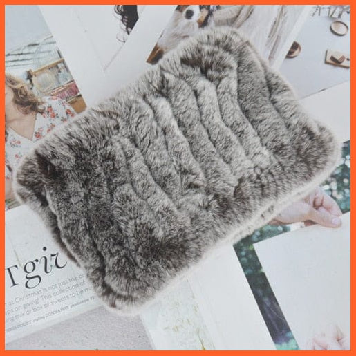 whatagift.com.au Women's Scarf frost coffee Women Handmade 100% Real Rex Fur Knitted Scarf | Genuine Fur Ring Scarves