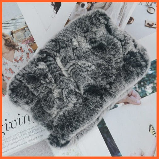 whatagift.com.au Women's Scarf frost grey Women Handmade 100% Real Rex Fur Knitted Scarf | Genuine Fur Ring Scarves