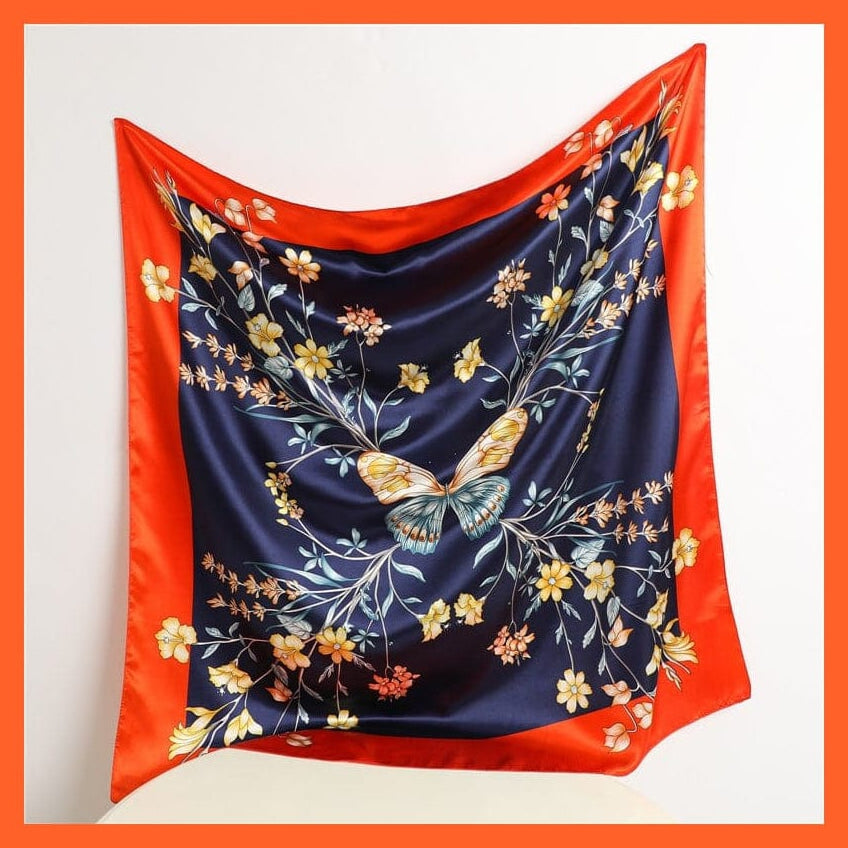 whatagift.com.au Women's Scarf FT163-1 / 90x90cm Neckerchief Shawl Wraps | Print Silk Satin Square Scarf Women's Elegant Bandana