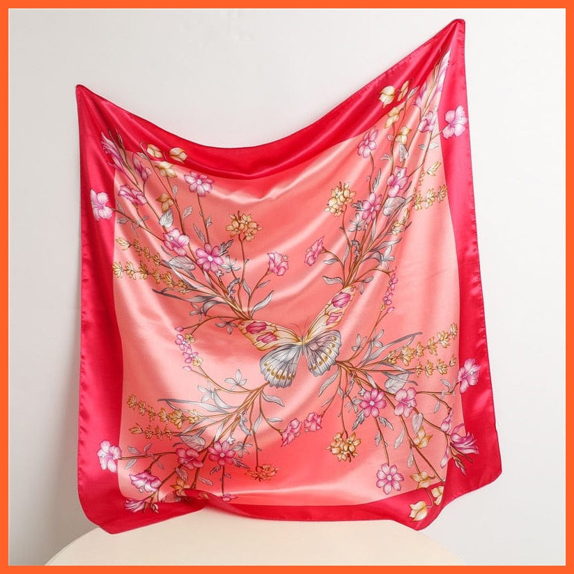 whatagift.com.au Women's Scarf FT163-3 / 90x90cm Neckerchief Shawl Wraps | Print Silk Satin Square Scarf Women's Elegant Bandana