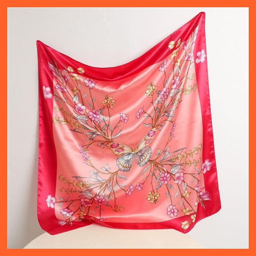 whatagift.com.au Women's Scarf FT163-3 / 90x90cm Neckerchief Shawl Wraps | Print Silk Satin Square Scarf Women's Elegant Bandana