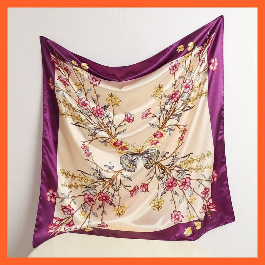 whatagift.com.au Women's Scarf FT163-4 / 90x90cm Neckerchief Shawl Wraps | Print Silk Satin Square Scarf Women's Elegant Bandana