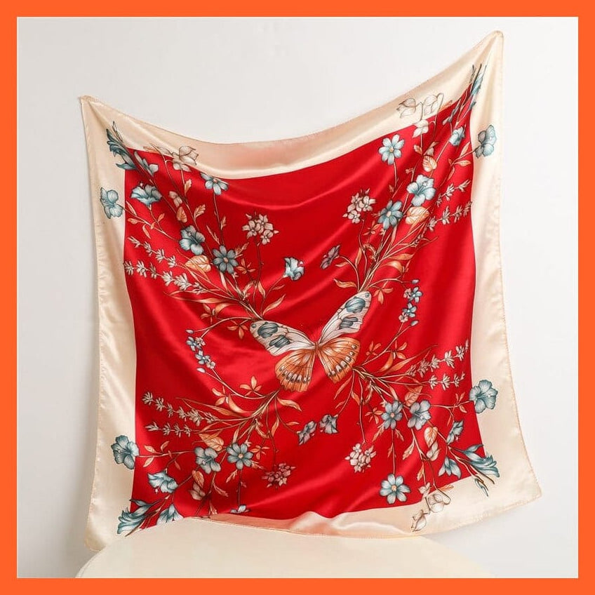 whatagift.com.au Women's Scarf FT163-5 / 90x90cm Neckerchief Shawl Wraps | Print Silk Satin Square Scarf Women's Elegant Bandana