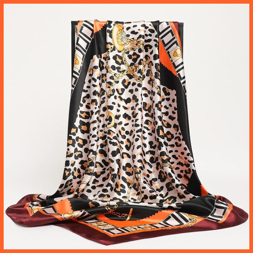 whatagift.com.au Women's Scarf FT171-1 / 90x90cm Neckerchief Shawl Wraps | Print Silk Satin Square Scarf Women's Elegant Bandana