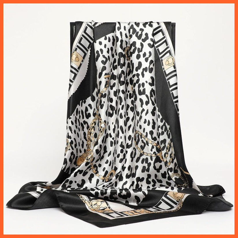 whatagift.com.au Women's Scarf FT171-2 / 90x90cm Neckerchief Shawl Wraps | Print Silk Satin Square Scarf Women's Elegant Bandana