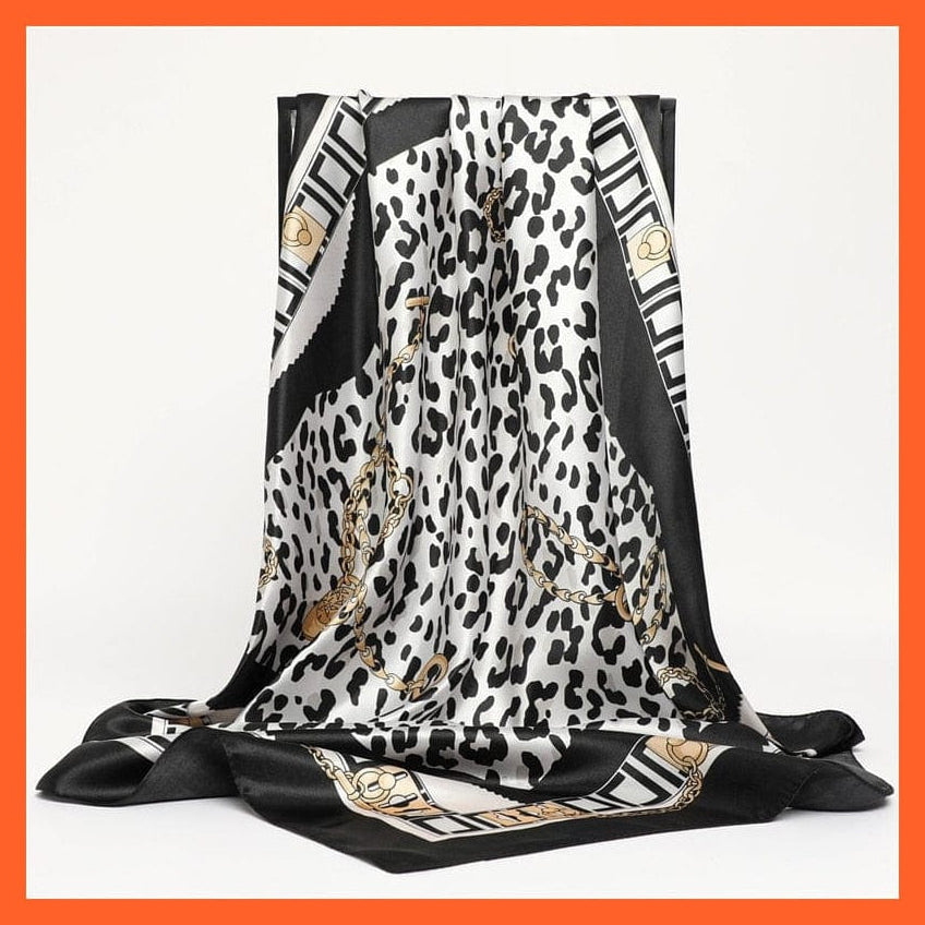 whatagift.com.au Women's Scarf FT171-2 / 90x90cm Neckerchief Shawl Wraps | Print Silk Satin Square Scarf Women's Elegant Bandana