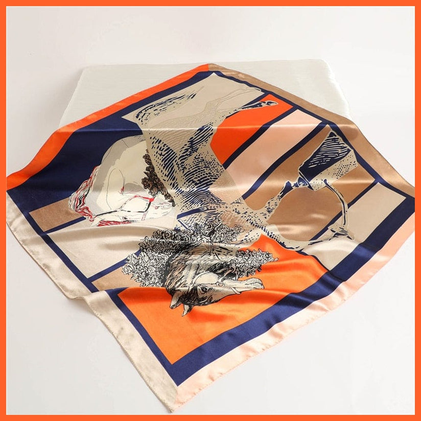 whatagift.com.au Women's Scarf FT179-1 / 90x90cm Neckerchief Shawl Wraps | Print Silk Satin Square Scarf Women's Elegant Bandana
