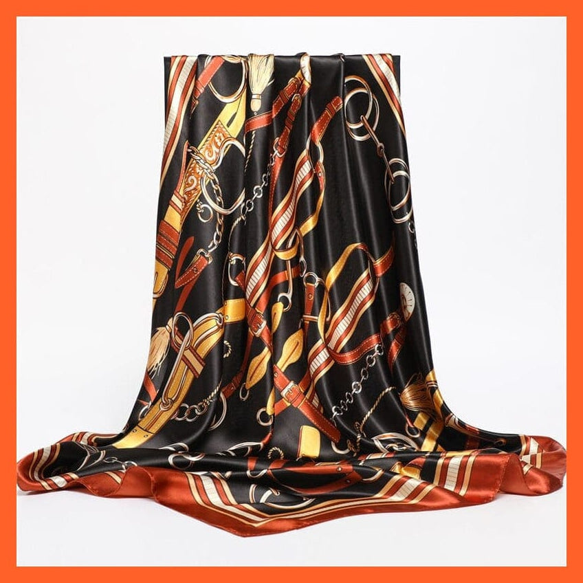 whatagift.com.au Women's Scarf FT182-2 / 90x90cm Women's Neckerchief Shawl Wraps | Print Silk Satin Square Scarf