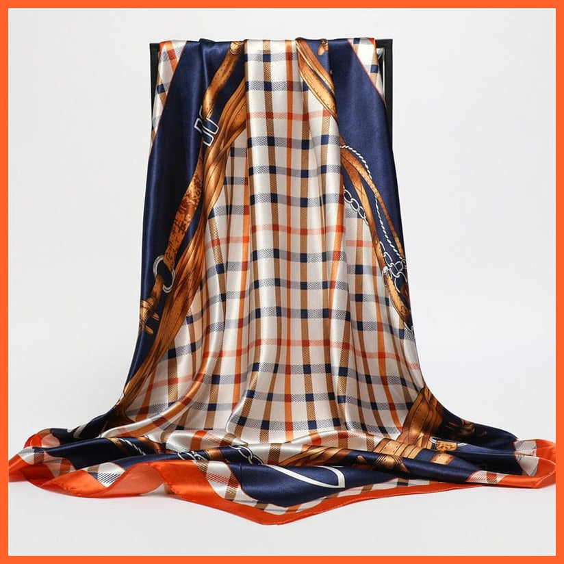 whatagift.com.au Women's Scarf FT183-1 / 90x90cm Neckerchief Shawl Wraps | Print Silk Satin Square Scarf Women's Elegant Bandana