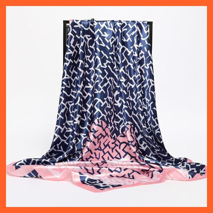 whatagift.com.au Women's Scarf FT185-1 / 90x90cm Neckerchief Shawl Wraps | Print Silk Satin Square Scarf Women's Elegant Bandana