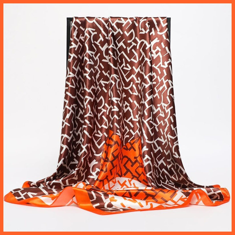 whatagift.com.au Women's Scarf FT185-3 / 90x90cm Neckerchief Shawl Wraps | Print Silk Satin Square Scarf Women's Elegant Bandana