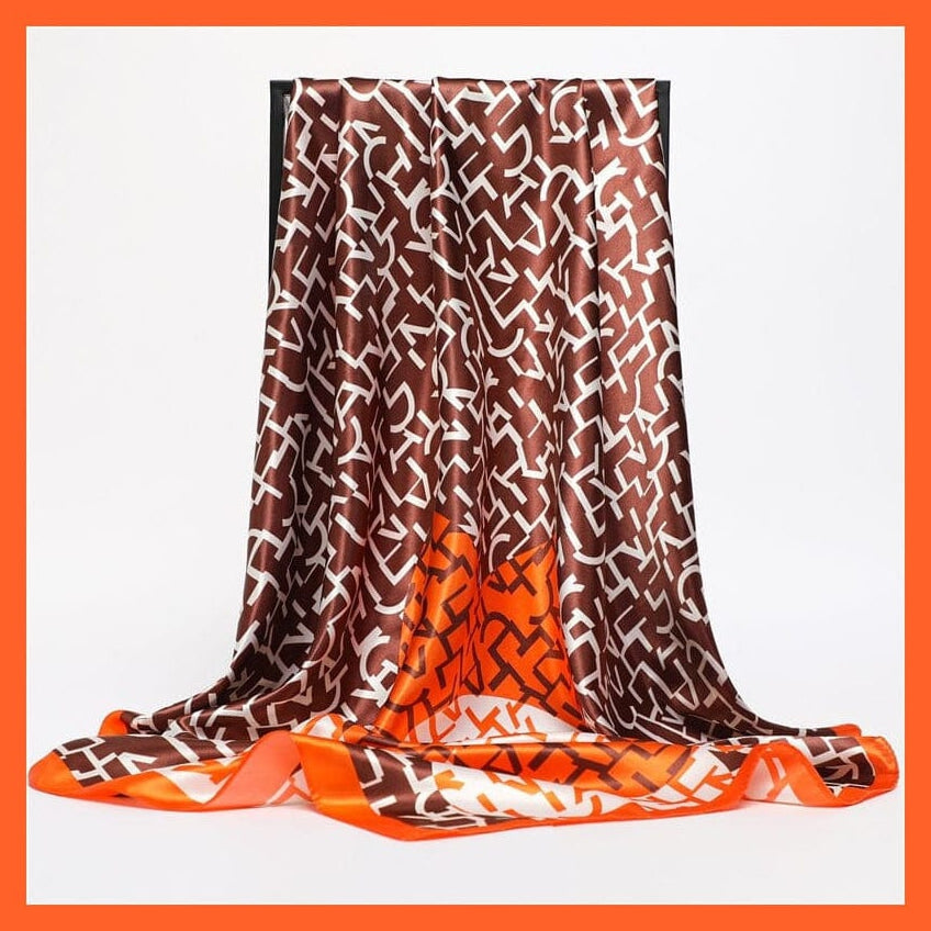 whatagift.com.au Women's Scarf FT185-3 / 90x90cm Neckerchief Shawl Wraps | Print Silk Satin Square Scarf Women's Elegant Bandana