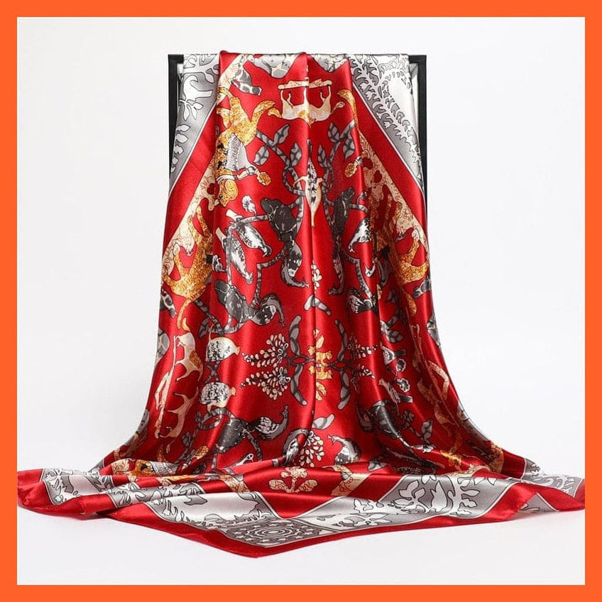 whatagift.com.au Women's Scarf FT187-1 / 90x90cm Women's Neckerchief Shawl Wraps | Print Silk Satin Square Scarf