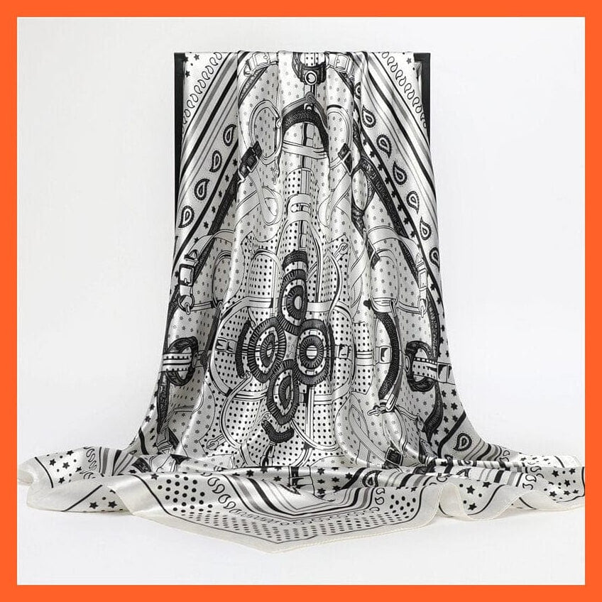 whatagift.com.au Women's Scarf FT188-2 / 90x90cm Neckerchief Shawl Wraps | Print Silk Satin Square Scarf Women's Elegant Bandana