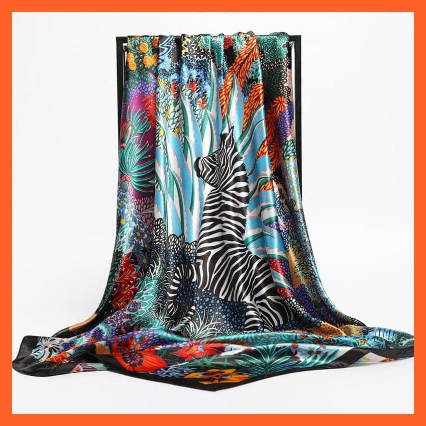 whatagift.com.au Women's Scarf FT191-1 / 90x90cm Women's Neckerchief Shawl Wraps | Print Silk Satin Square Scarf