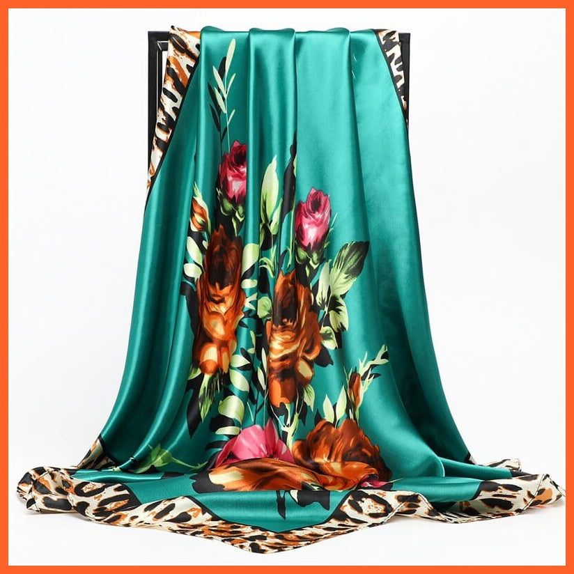 whatagift.com.au Women's Scarf FT194-2 / 90x90cm Neckerchief Shawl Wraps | Print Silk Satin Square Scarf Women's Elegant Bandana