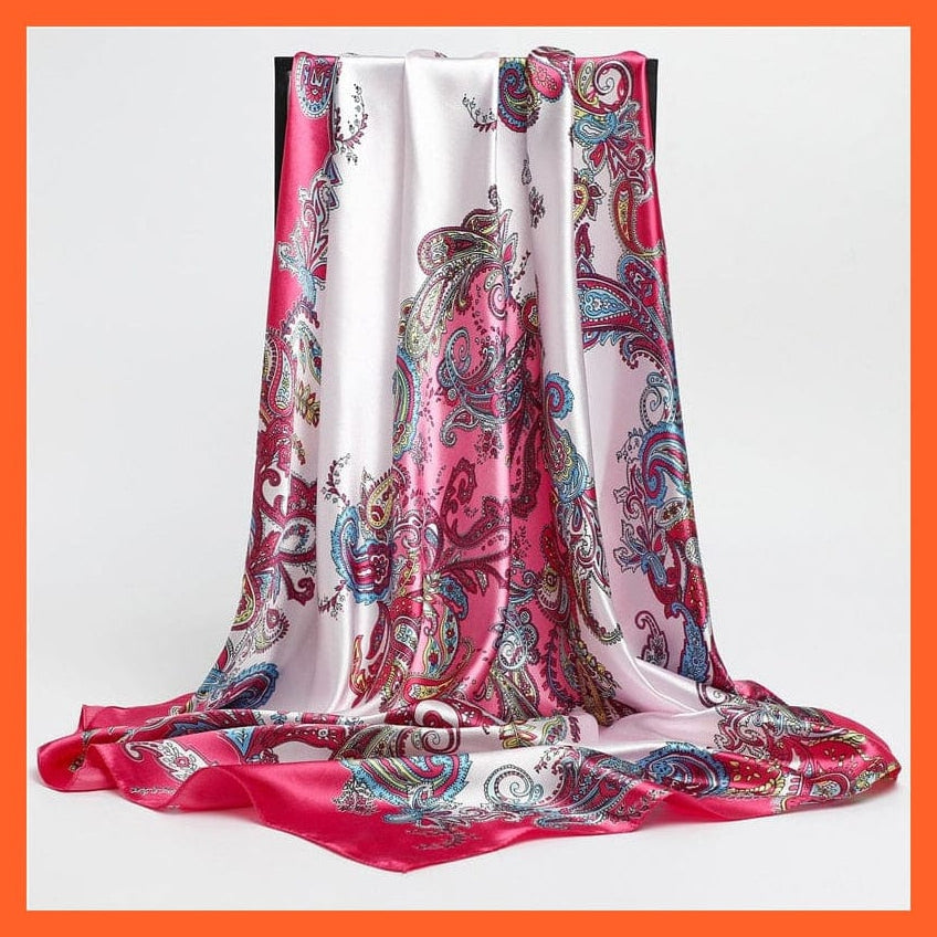 whatagift.com.au Women's Scarf FT25-2 / 90x90cm Neckerchief Shawl Wraps | Print Silk Satin Square Scarf Women's Elegant Bandana