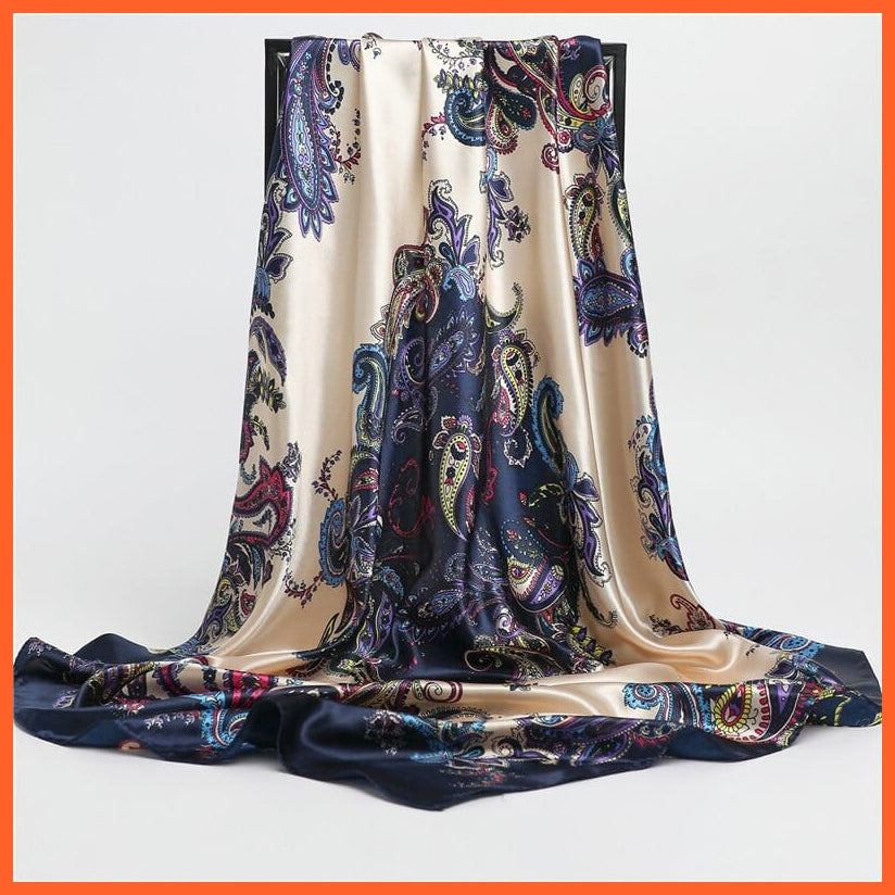 whatagift.com.au Women's Scarf FT25-7 / 90x90cm Neckerchief Shawl Wraps | Print Silk Satin Square Scarf Women's Elegant Bandana