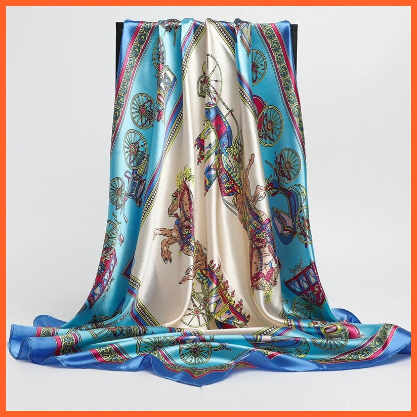 whatagift.com.au Women's Scarf FT66-1 / 90x90cm Neckerchief Shawl Wraps | Print Silk Satin Square Scarf Women's Elegant Bandana