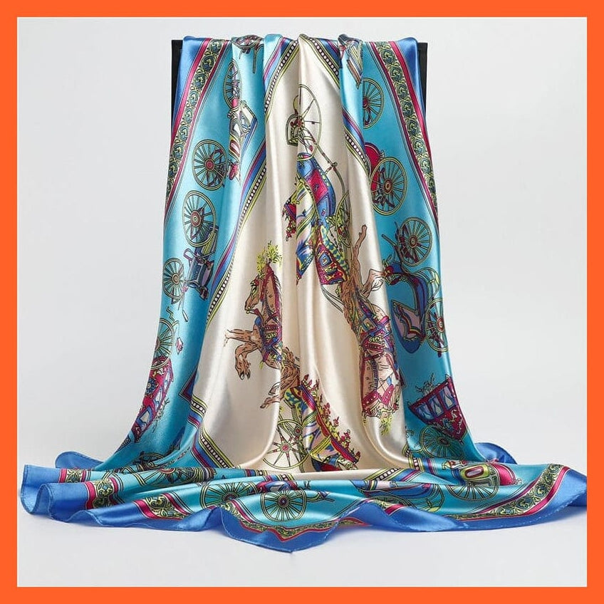 whatagift.com.au Women's Scarf FT66-1 / 90x90cm Women's Neckerchief Shawl Wraps | Print Silk Satin Square Scarf