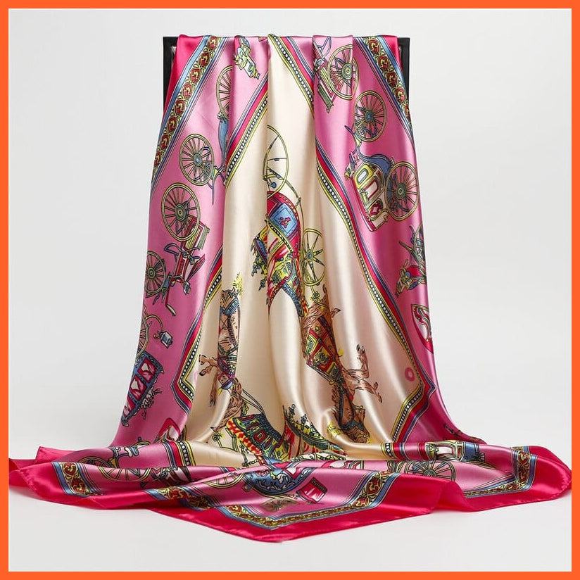 whatagift.com.au Women's Scarf FT66-5 / 90x90cm Neckerchief Shawl Wraps | Print Silk Satin Square Scarf Women's Elegant Bandana