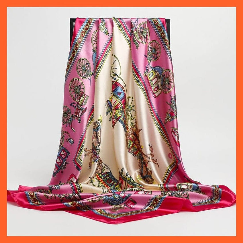 whatagift.com.au Women's Scarf FT66-5 / 90x90cm Women's Neckerchief Shawl Wraps | Print Silk Satin Square Scarf