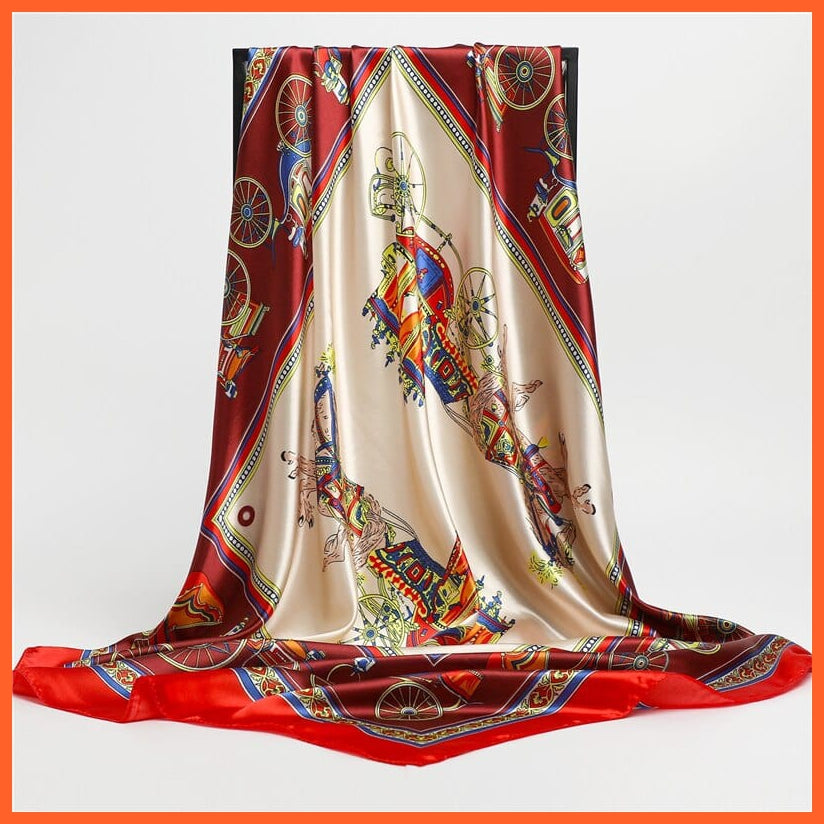 whatagift.com.au Women's Scarf FT66-6 / 90x90cm Neckerchief Shawl Wraps | Print Silk Satin Square Scarf Women's Elegant Bandana