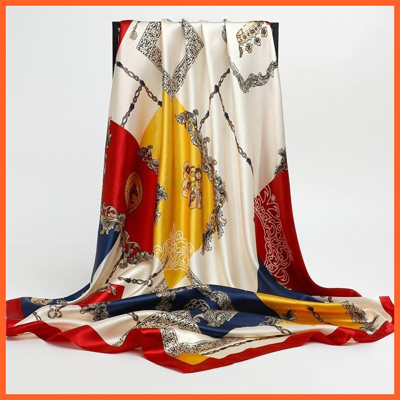 whatagift.com.au Women's Scarf FT84-2 / 90x90cm Neckerchief Shawl Wraps | Print Silk Satin Square Scarf Women's Elegant Bandana