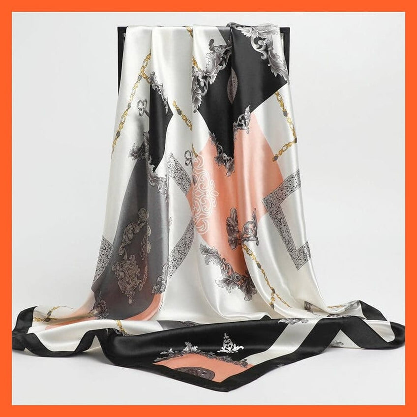 whatagift.com.au Women's Scarf FT84-4 / 90x90cm Neckerchief Shawl Wraps | Print Silk Satin Square Scarf Women's Elegant Bandana