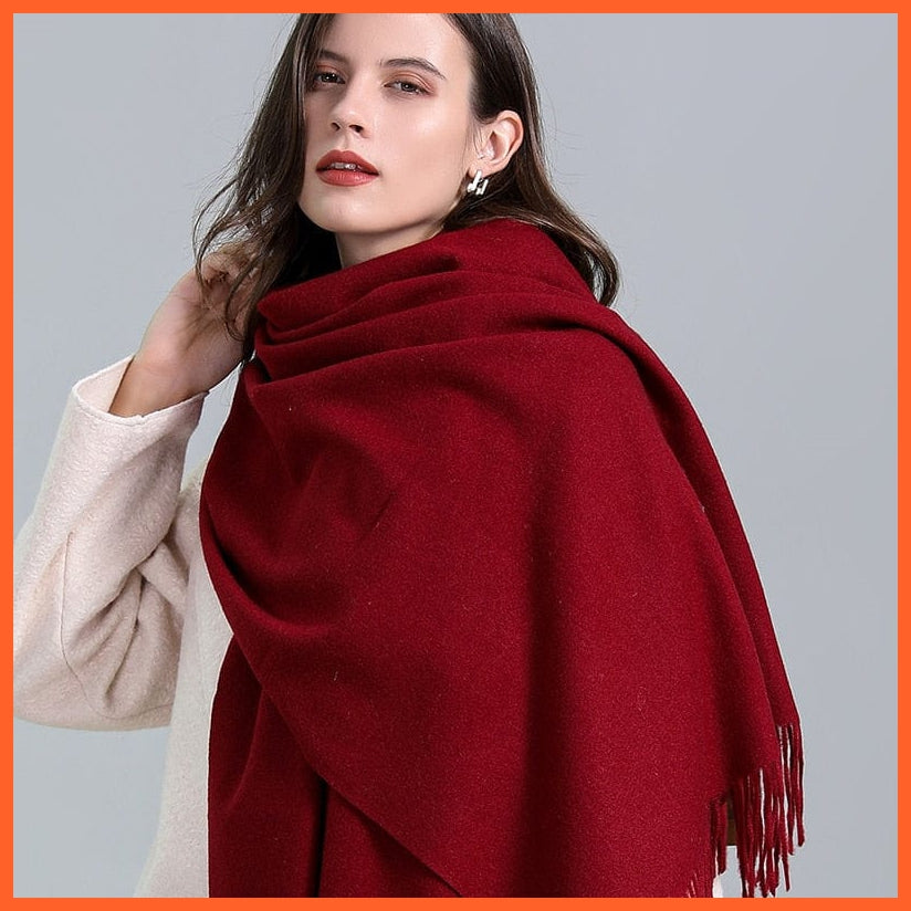 whatagift.com.au Women's Scarf FYR330-1 Winter Cashmere Scarf Thick Warm Pashmina Shawl | Women Solid Color Tassel Hijabs