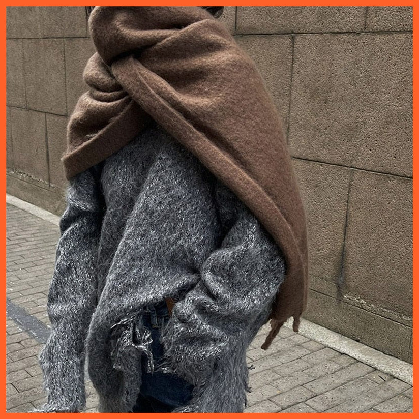 whatagift.com.au Women's Scarf Luxury Cashmere Womens Scarf | Winter Thick warm Solid Cape Wraps bandana