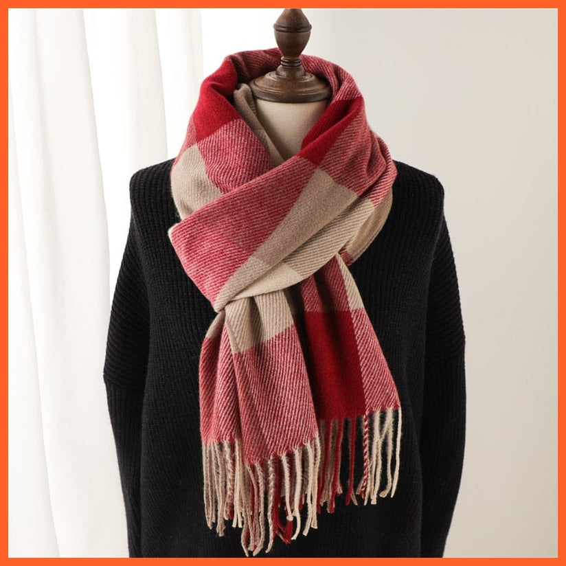 whatagift.com.au Women's Scarf Luxury Plaid Winter Warm Scarf Cashmere Long Pashmina | Female Tassel Shawl Wraps
