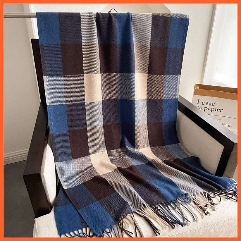 whatagift.com.au Women's Scarf Luxury Plaid Winter Warm Scarf Cashmere Long Pashmina | Female Tassel Shawl Wraps