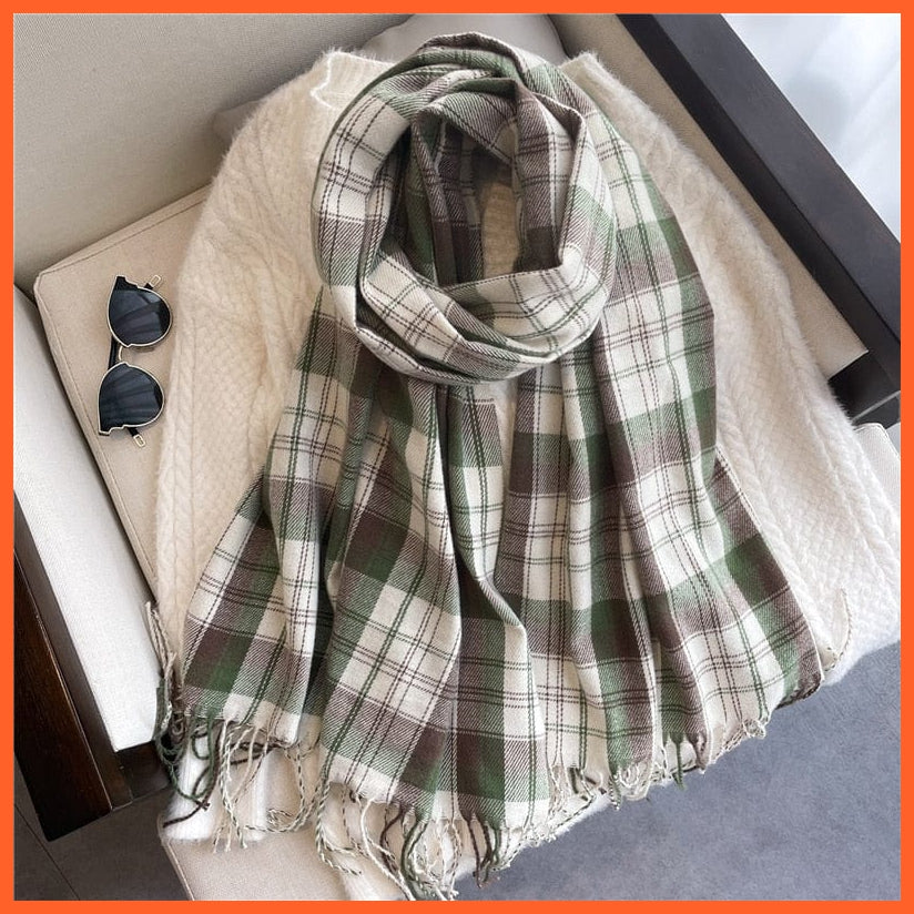 whatagift.com.au Women's Scarf Luxury Plaid Winter Warm Scarf Cashmere Long Pashmina | Female Tassel Shawl Wraps