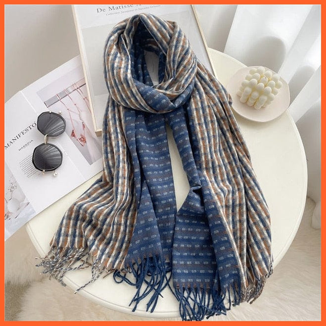 whatagift.com.au Women's Scarf Luxury Plaid Winter Warm Scarf Cashmere Long Pashmina | Female Tassel Shawl Wraps