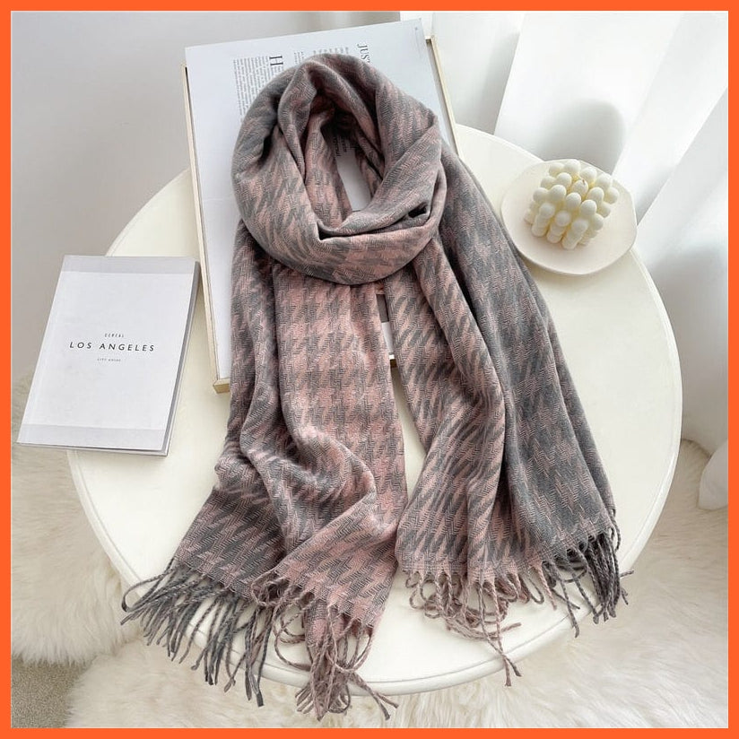 whatagift.com.au Women's Scarf Luxury Plaid Winter Warm Scarf Cashmere Long Pashmina | Female Tassel Shawl Wraps