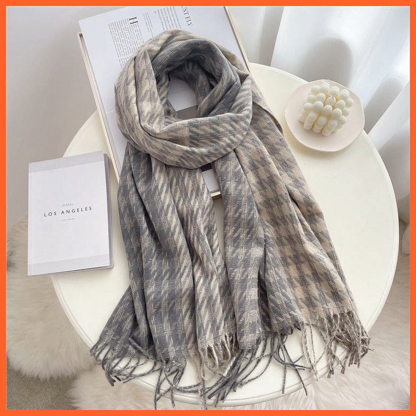 whatagift.com.au Women's Scarf Luxury Plaid Winter Warm Scarf Cashmere Long Pashmina | Female Tassel Shawl Wraps