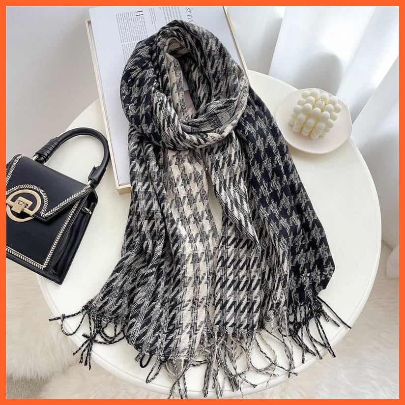 whatagift.com.au Women's Scarf Luxury Plaid Winter Warm Scarf Cashmere Long Pashmina | Female Tassel Shawl Wraps