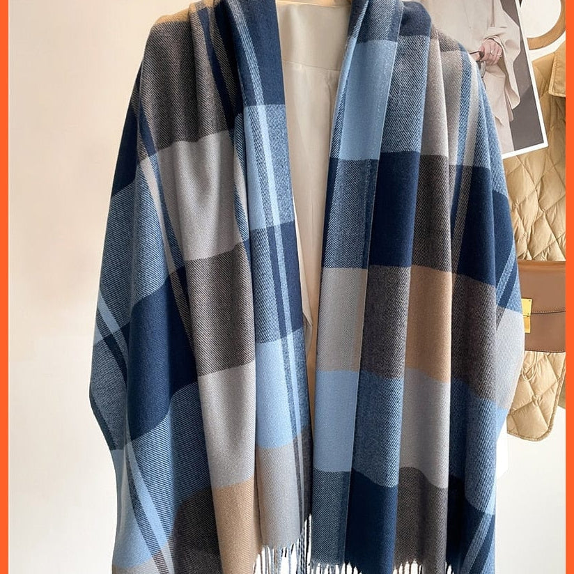 whatagift.com.au Women's Scarf Luxury Plaid Winter Warm Scarf Cashmere Long Pashmina | Female Tassel Shawl Wraps