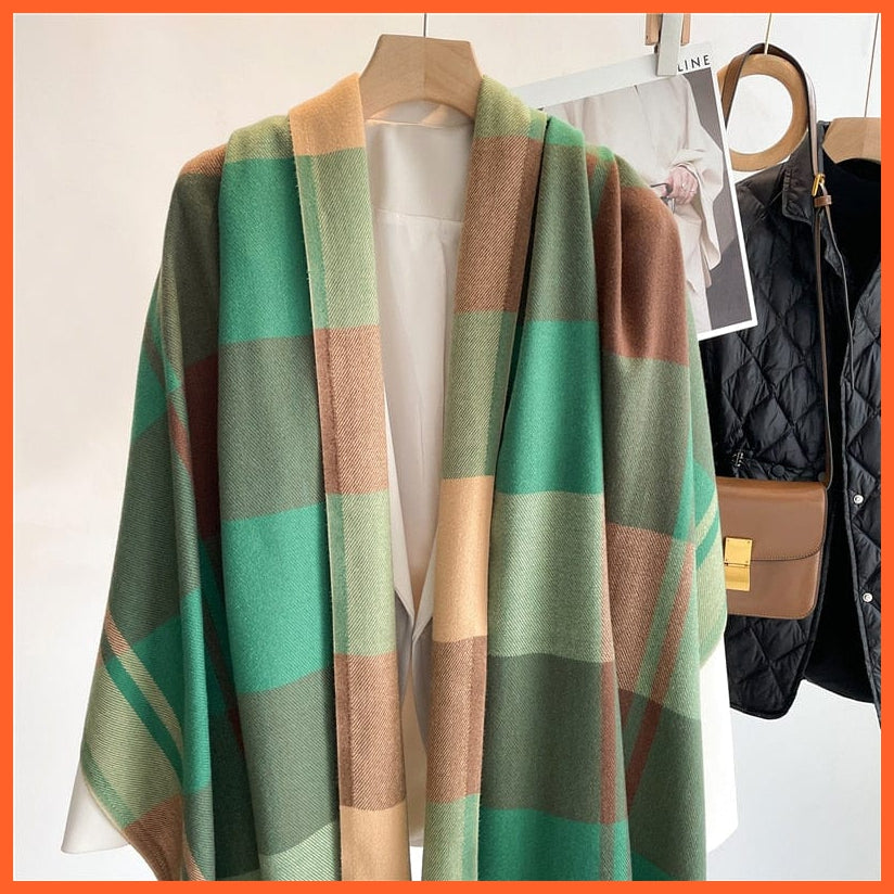 whatagift.com.au Women's Scarf Luxury Plaid Winter Warm Scarf Cashmere Long Pashmina | Female Tassel Shawl Wraps