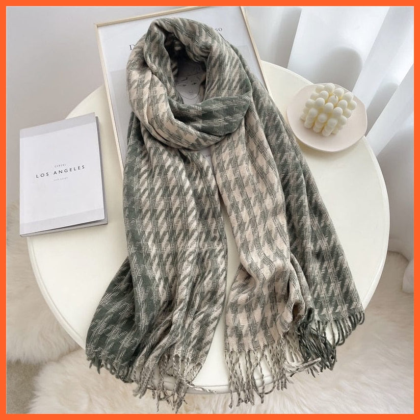 whatagift.com.au Women's Scarf Luxury Plaid Winter Warm Scarf Cashmere Long Pashmina | Female Tassel Shawl Wraps