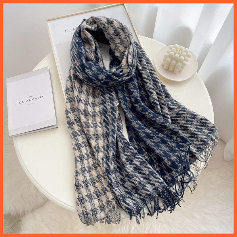 whatagift.com.au Women's Scarf Luxury Plaid Winter Warm Scarf Cashmere Long Pashmina | Female Tassel Shawl Wraps