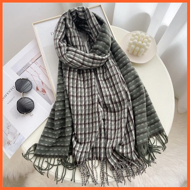 whatagift.com.au Women's Scarf Luxury Plaid Winter Warm Scarf Cashmere Long Pashmina | Female Tassel Shawl Wraps