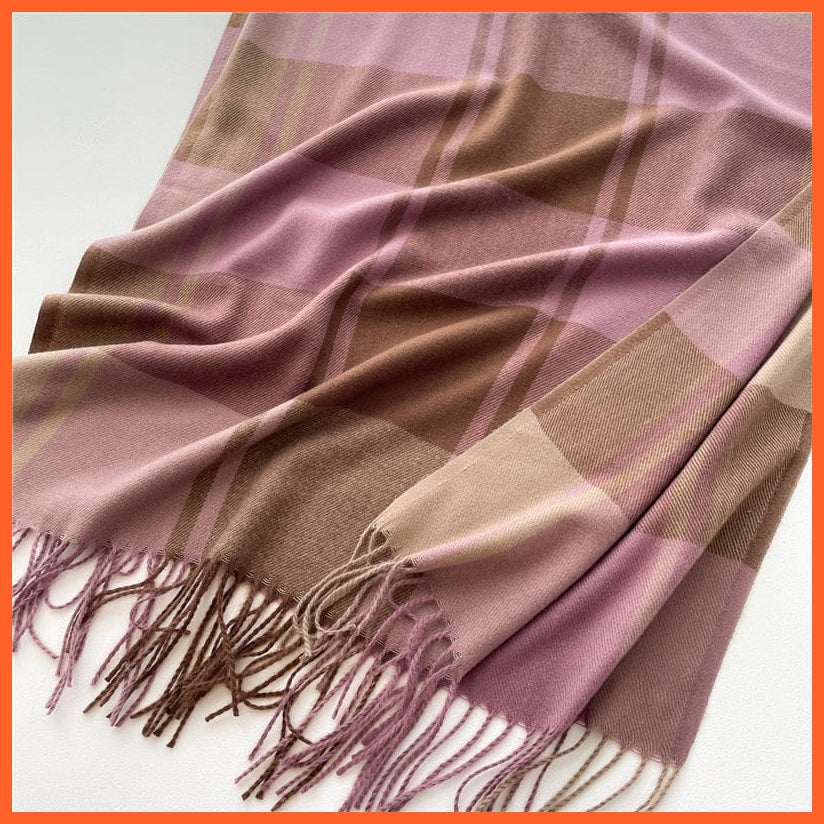 whatagift.com.au Women's Scarf Luxury Plaid Winter Warm Scarf Cashmere Long Pashmina | Female Tassel Shawl Wraps