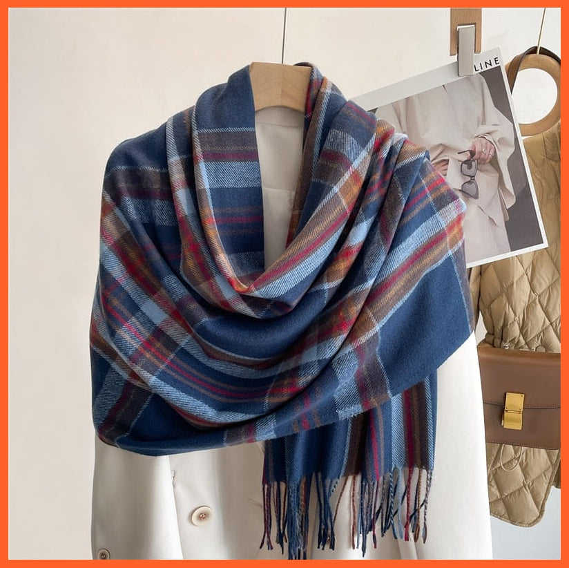 whatagift.com.au Women's Scarf Luxury Plaid Winter Warm Scarf Cashmere Long Pashmina | Female Tassel Shawl Wraps