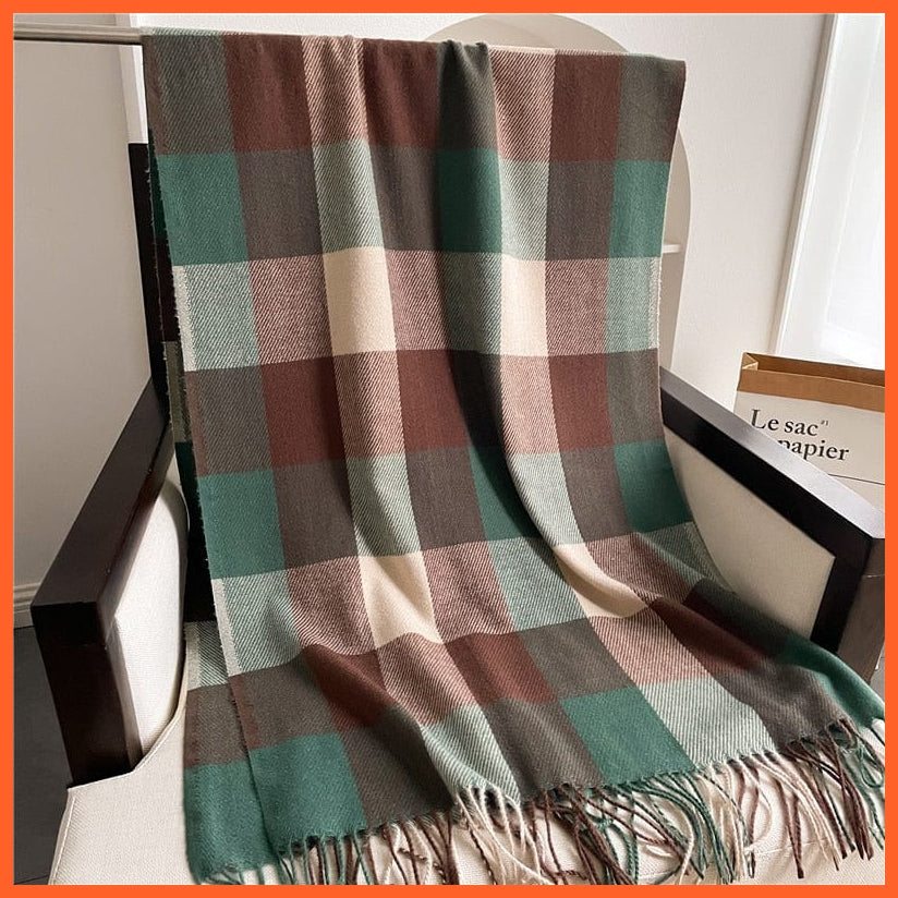 whatagift.com.au Women's Scarf Luxury Plaid Winter Warm Scarf Cashmere Long Pashmina | Female Tassel Shawl Wraps