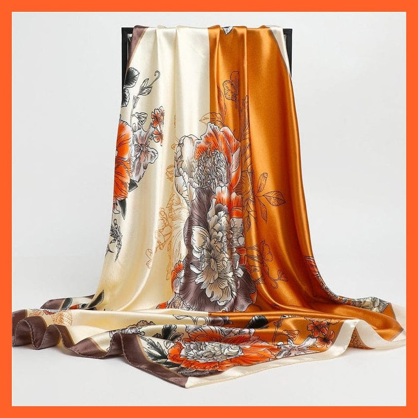 whatagift.com.au Women's Scarf Neckerchief Shawl Wraps | Print Silk Satin Square Scarf Women's Elegant Bandana